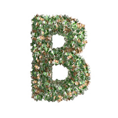 Letter B made from Euro banknotes