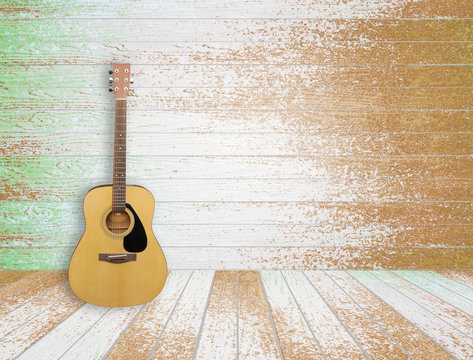 Guitar in old room background
