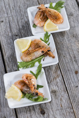 Portion of fried Prawns