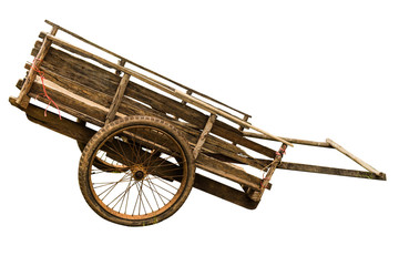 Wooden cart on white background © banco_b