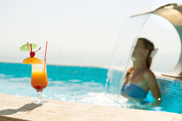 Woman in swimming pool