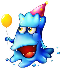 Fototapeta premium A blue monster celebrating