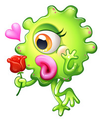 A female monster holding a rose