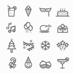 party symbol line icon set