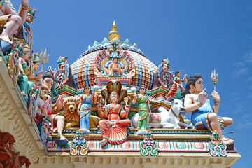 Naklejka premium Closeup Of Hindu Gods Statues