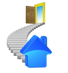 spiral stairway with new house concept vector