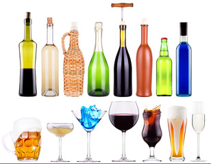 alcoholic drinks set with splash