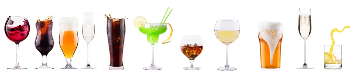 Papier Peint photo autocollant Alcool Ensemble de différentes boissons alcoolisées et cocktails