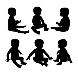 little babies sitting silhouettes set 2