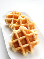 belgium waffles on dish with copy space