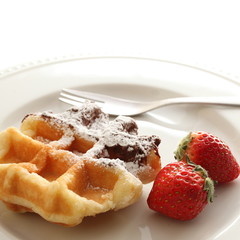 belgium waffle with strawberry
