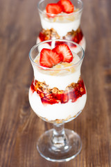 Dessert with yogurt and granola