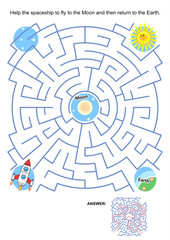 Maze game for kids - spaceship Moon flight