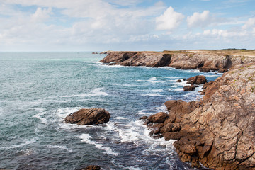 cliffs and ocean on the coast of Quiberon