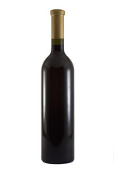 Red wine bottle isolated on white background