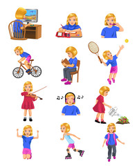 girl doing different activities