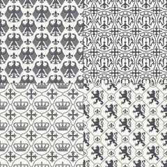 Set of heraldic vector background seamles
