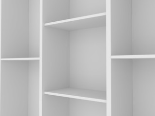 3d white blank shelf