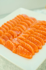 Sashimi set of fresh salmon and tuna raw fish