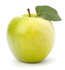 Sweet green apple with  leaf