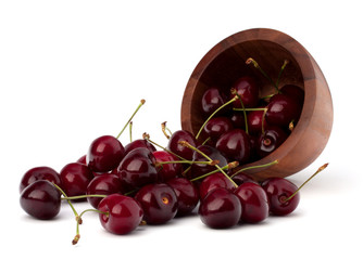 Cherry in wooden bowl