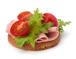 healthy sandwich with vegetable and smoked ham