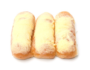 Sweet bread with butter and sugar isolated