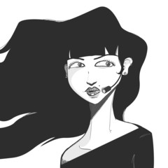 A Woman face in a sketch/ink style