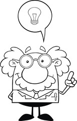 Black And White Smiling Scientist Or Professor With Good Idea
