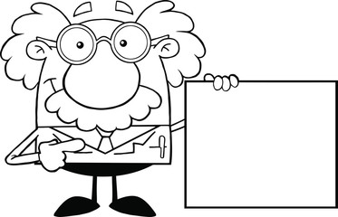 Black And White Scientist Or Professor Showing A Blank Sign