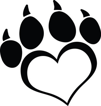 Black Love Paw Print With Claws