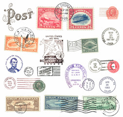 Briefmarken und Poststempel aus den USA