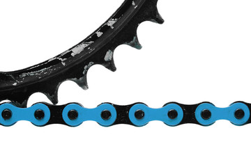 Blue bicycle chain