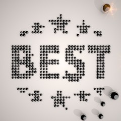 3d graphic of a creative sexy woman symbol made of many spheres