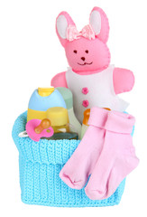 Baby accessories isolated on white