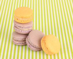 Gentle macaroons on green background