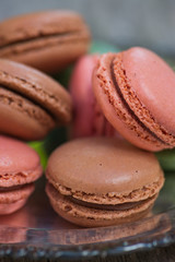 Macaroon pile on vintage silver plate.
