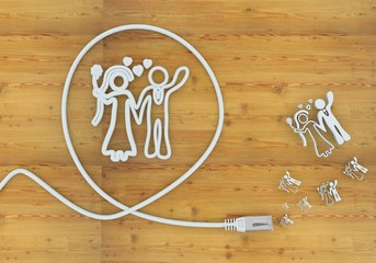 3d graphic of a creative join us icon formed by an cable