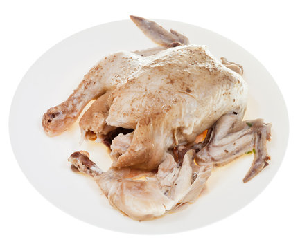 boiled chicken on plate