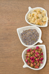 Assortment of dried flower tea