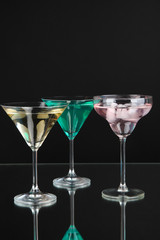 Cocktails isolated on black