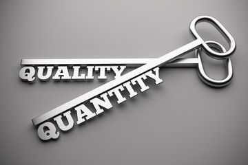 Quality Or Quantity concept with keys