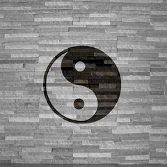 ying yang symbol  on noble stone texture