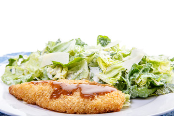 Barbecue  Sauce on Chcken with Caesar Salad