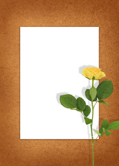 blank card with a single yellow rose