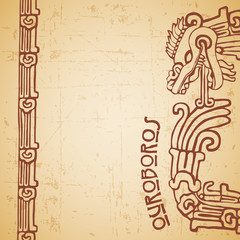 Maya snake Quetzalcoatl ouroboros half - 55506386