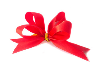 red ribbon bow isolated on white background
