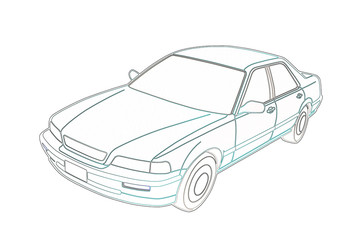 Honda Legend na białym tle grafika. Kontury. - obrazy, fototapety, plakaty