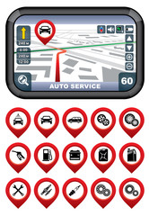 GPS navigator with the pointer autoservice