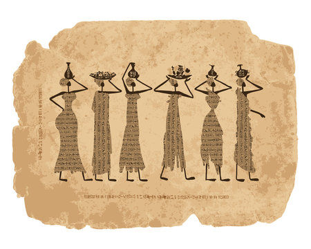Sketch of egypt women with jugs for your design